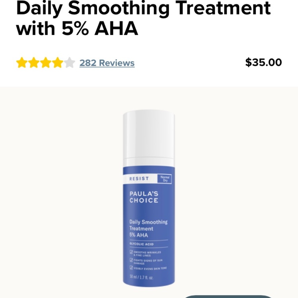 New sealed Paula’s Choice 5% AHA exfoliant